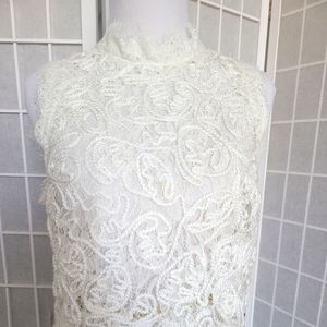 Zara White Embroidered Lace Top
